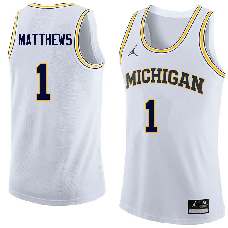 Men #1 Charles Matthews Michigan Wolverines College Basketball Jerseys Sale-White - Click Image to Close